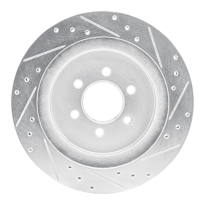Dodge Viper Brake Rotor (1) - Rear Left - R1 Concepts - Drilled & Slotted - Silver - `92-`02